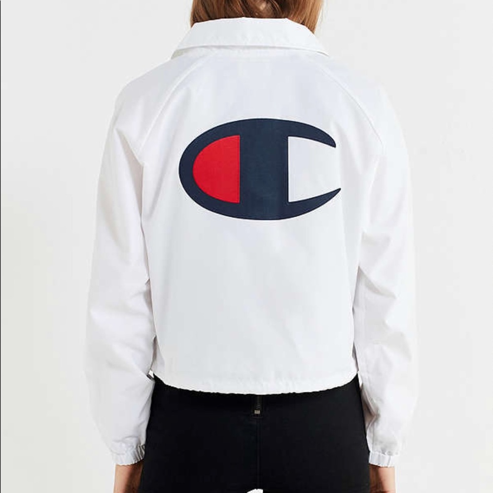 White cropped champion coach jacket
